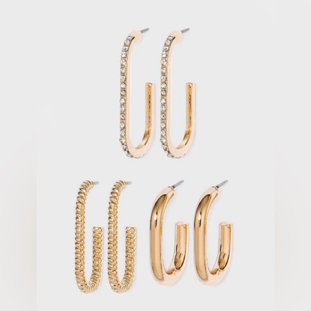 NWT SUGARFIX by BaubleBar Gold Huggie Hoop Earring Set 3pc - Gold